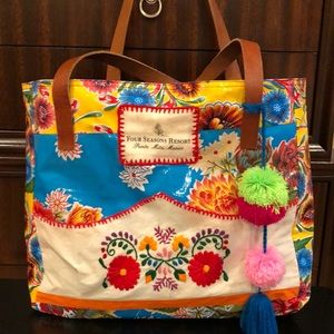 Yellow oilcloth tote